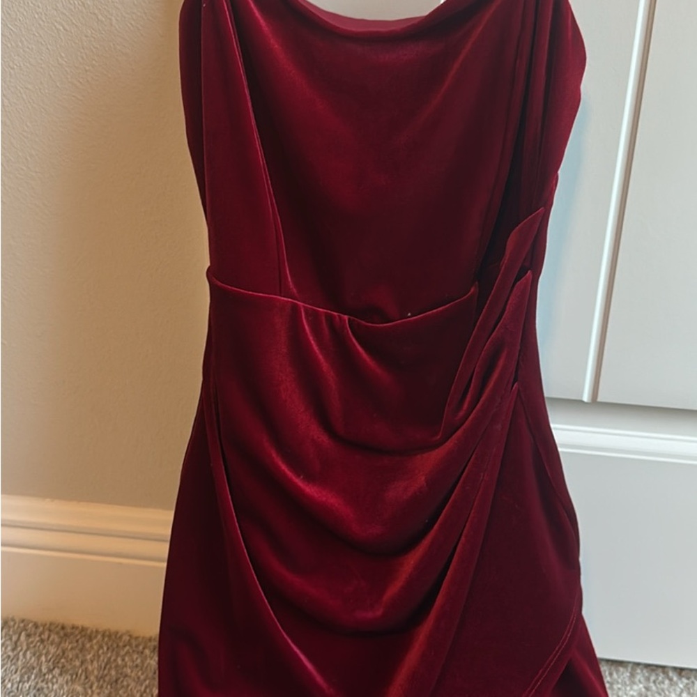 Windsor Red Ruched One Shoulder Sheath Dress